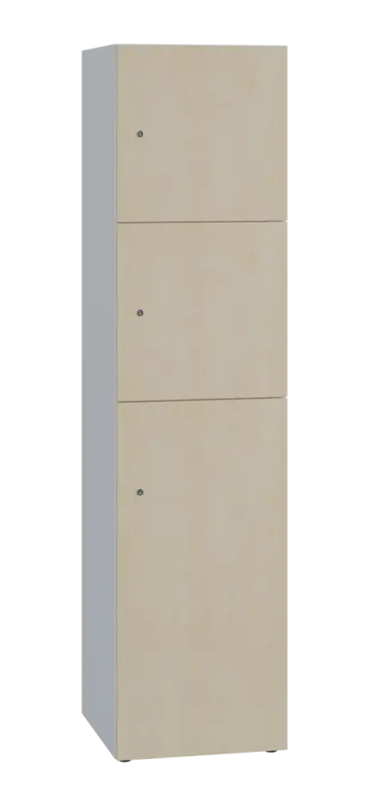 DOMINIT 432 úložná skříň 3-boxová, 1817x450x400 mm, korpus bílý, dvířka bříza světlá